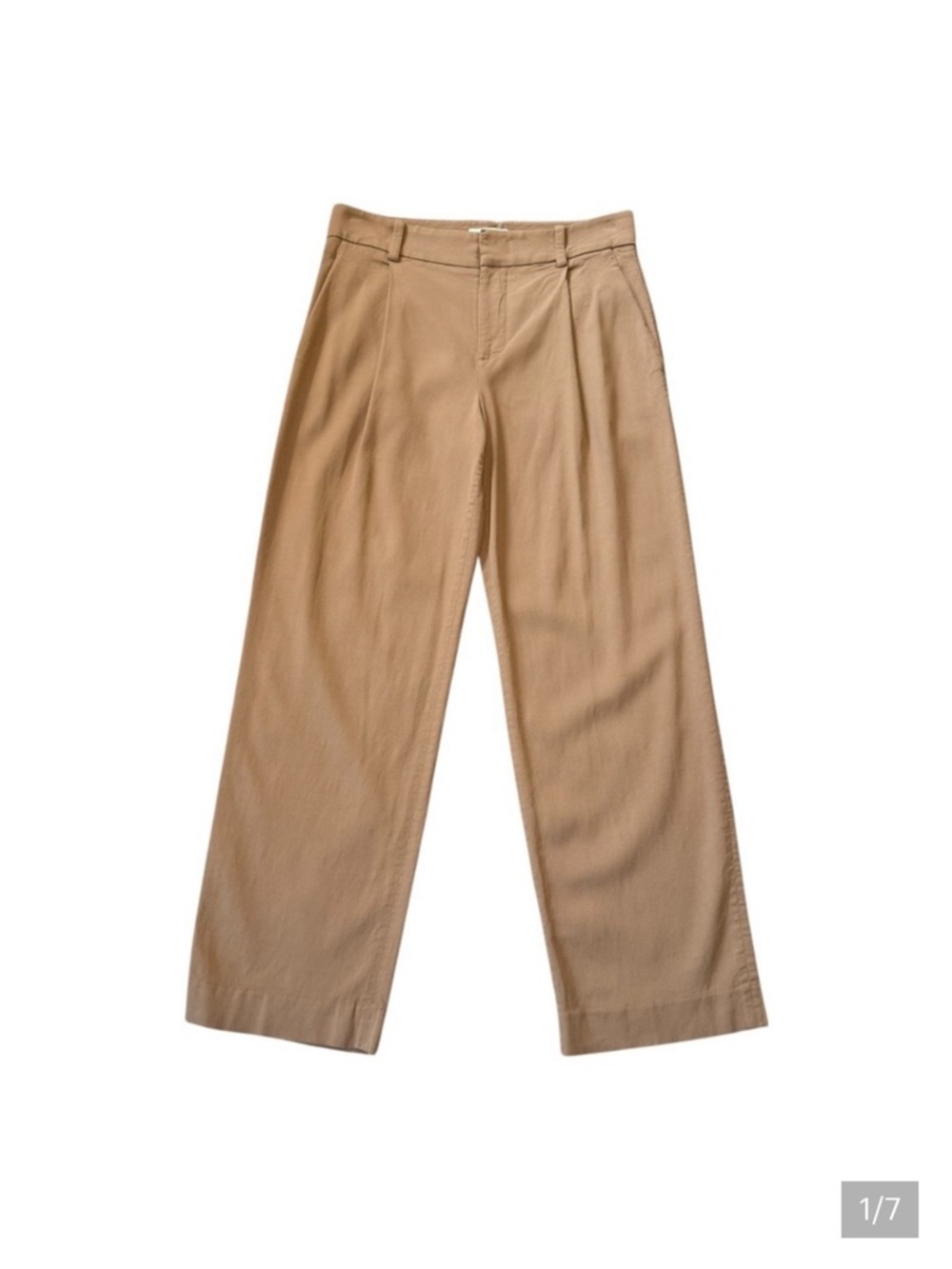Vince Tan Wide Leg Pintick Trousers